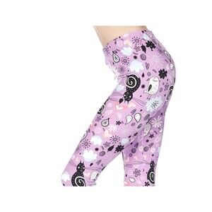 X-Plus Size Womens Buttery‎ Soft Lavender Kitty Cats Leggings | One Size | Cats,
